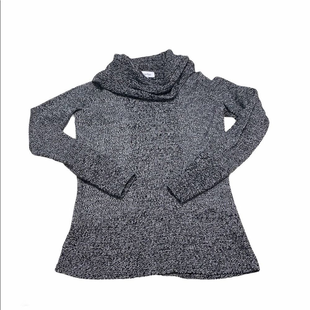 Calvin Klein‎ Cowl Neck Knit Sweater Pullover Rib Front Contrast Design Gray XS - Picture 9 of 9